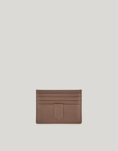 Canali Walnut Cardholder In Hammered Calfskin In Brown