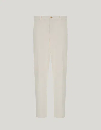 Canali White Carrot-fit Chinos In Comfort Cotton Twill In Neutral