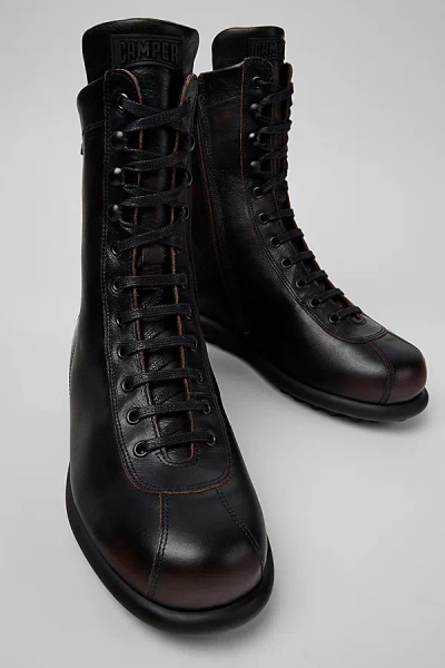 Camper Pelotas Ariel Leather Combat Boot In Black, Men's At Urban Outfitters In Black