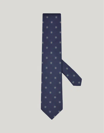 Canali Blue Silk Tie With Minimal Micro Pattern In Blue