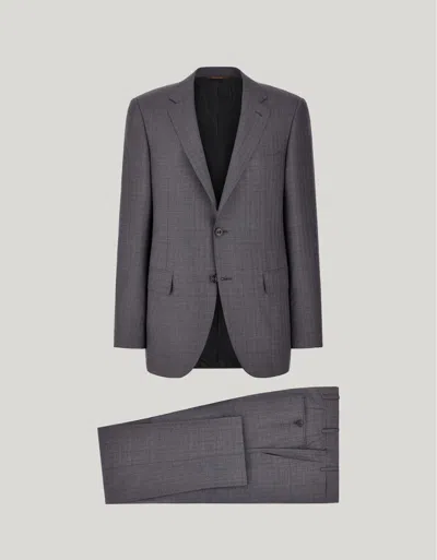 Canali Gray Single-breasted 150's Wool And Silk Suit