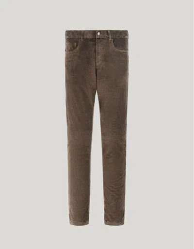 Canali Dark Brown Regular Fit Soft Touch Corduroy Pants In Brown