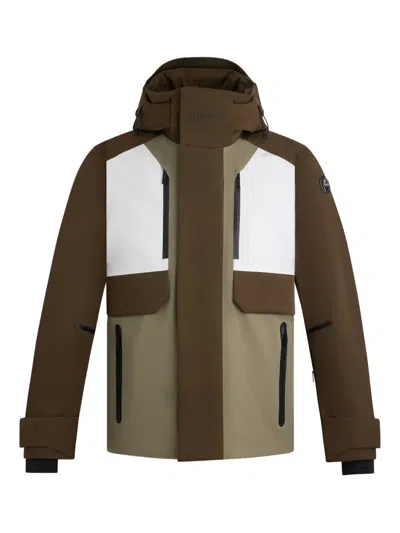 Fusalp Three-tone Panelled Ski Jacket In Brown