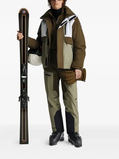 Fusalp Three-tone Panelled Ski Jacket In Brown