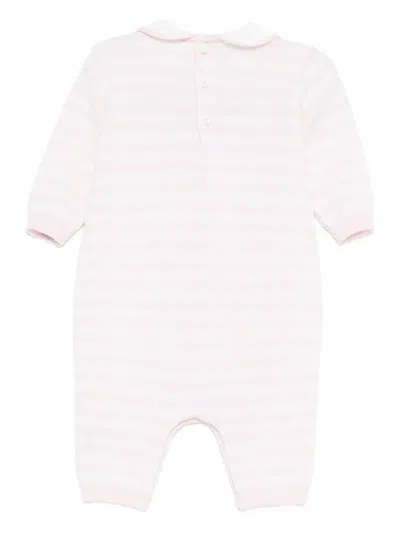 Little Bear Striped Romper In Pink