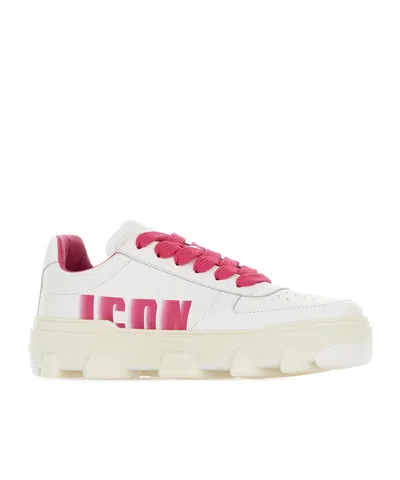 Dsquared2 Icon Leather Basket Low-top Sneakers With Logoed Sole And Co In White