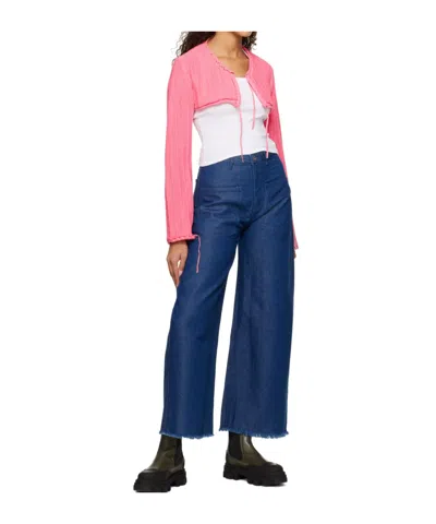 Open Yy Drawstring Cardigan In Pink