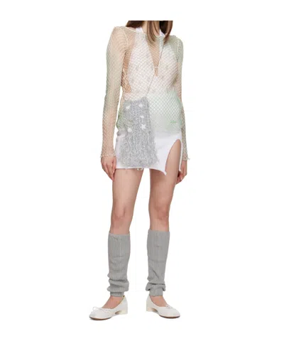 Open Yy Slit Mini Skirt In White