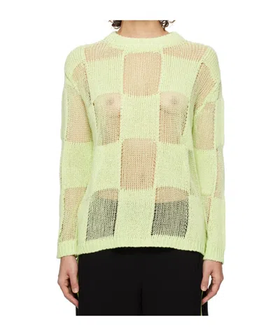 Open Yy Plaid Sweater In Green