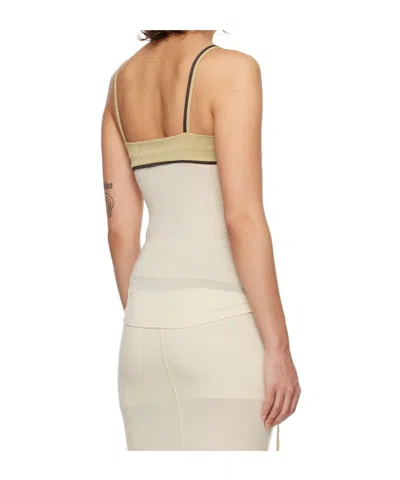 Open Yy Off-white Contrast Trim Tank Top In White