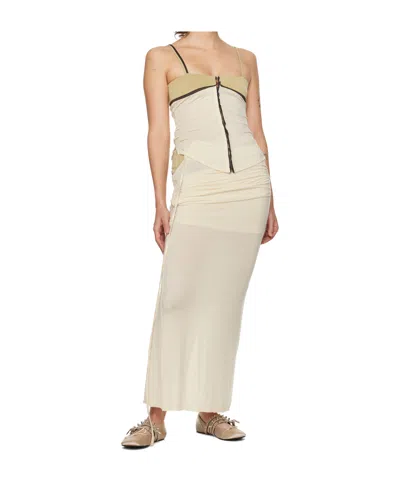 Open Yy Off-white Contrast Trim Tank Top In White