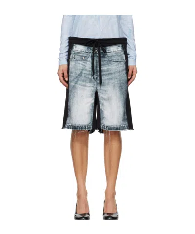 Open Yy Denim-effect Jersey Shorts In Multi