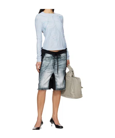 Open Yy Denim-effect Jersey Shorts In Multi
