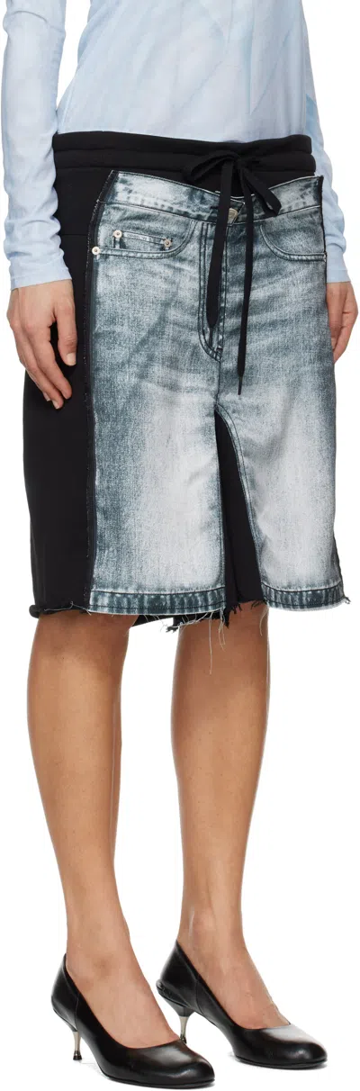Open Yy Denim-effect Jersey Shorts In Multi