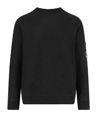 C.p. Company Cp Company Sweatshirts Crew Neck In Diagonal Raised Fleece In Black