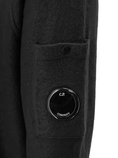 C.p. Company Cp Company Sweatshirts Crew Neck In Diagonal Raised Fleece In Black