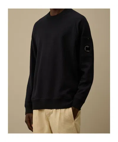 C.p. Company Lens Pocket Crew Neck Knitwear In Black