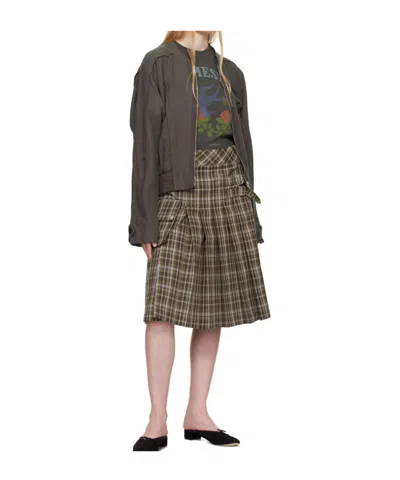 Open Yy Gray Linen Paneled Bomber Jacket In Gold