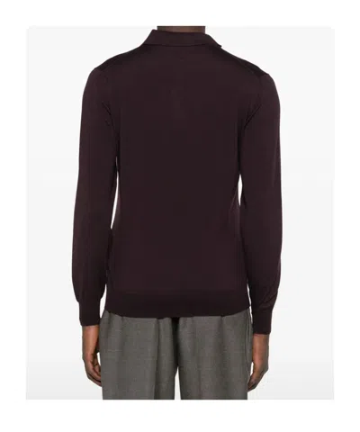 Lardini Half-button Long Sleeved Polo Shirt In Brown