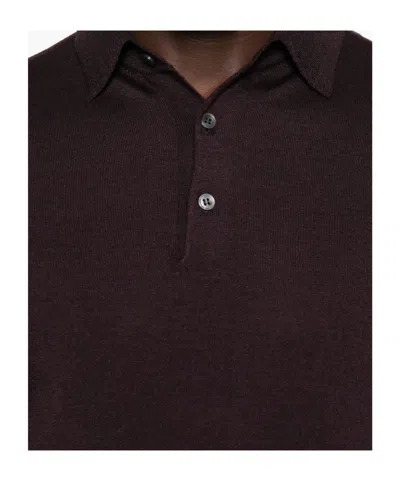 Lardini Half-button Long Sleeved Polo Shirt In Brown