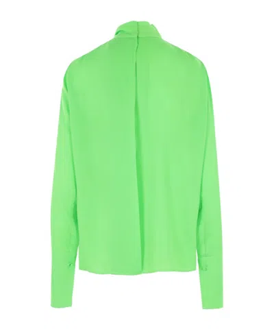 Tom Ford Keyhole Cutout Washed Silk Georgette Top In Green