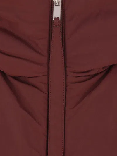 Jil Sander High Neck Hooded Padded Vest In Burgundy