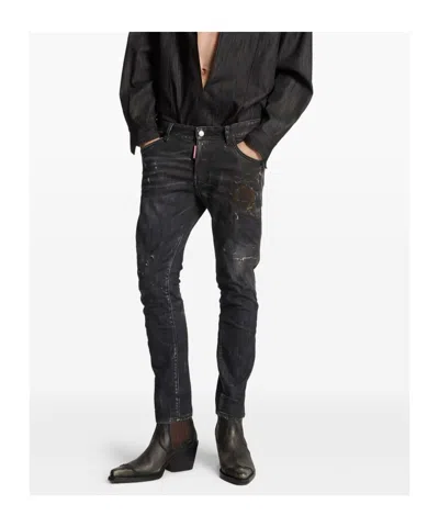 Dsquared2 Dsquared Black Stretch Denim Skater Jeans In Black