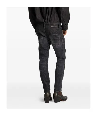 Dsquared2 Dsquared Black Stretch Denim Skater Jeans In Black