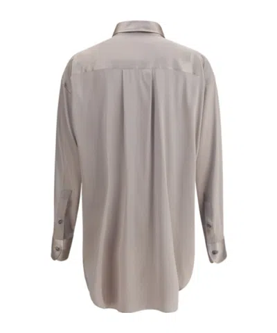 Tom Ford Satin Relaxed Fit Shirt In Gray