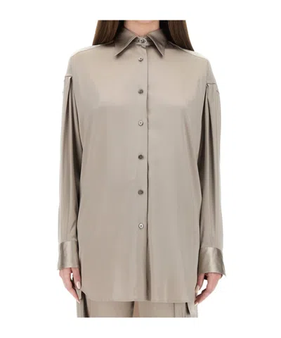Tom Ford Satin Relaxed Fit Shirt In Gray