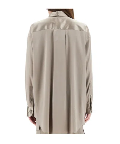 Tom Ford Satin Relaxed Fit Shirt In Gray