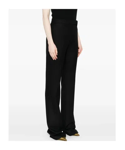 Tom Ford Sharp Herringbone Tailored Straight Leg Trousers In Black
