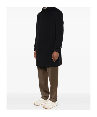 Lardini Cashmere Outerwear Coat With Classic Collar In Black