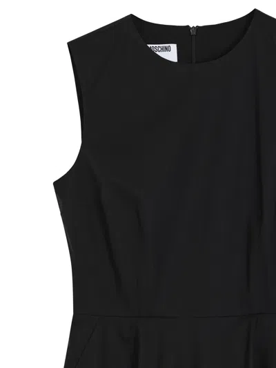 Moschino Contoured Black Dress With Cotton-elastane Blend In Black