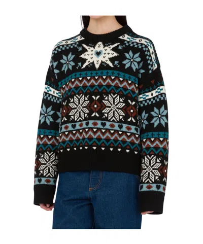 Moschino Fitted White Long-sleeved Sweater With Minimalist Logo Detail In Black