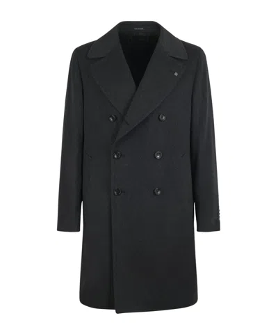 Tagliatore Men Black Double Breasted Buttoned Coat, Xxl Luxury Trench Coats For Men Darveys In Black