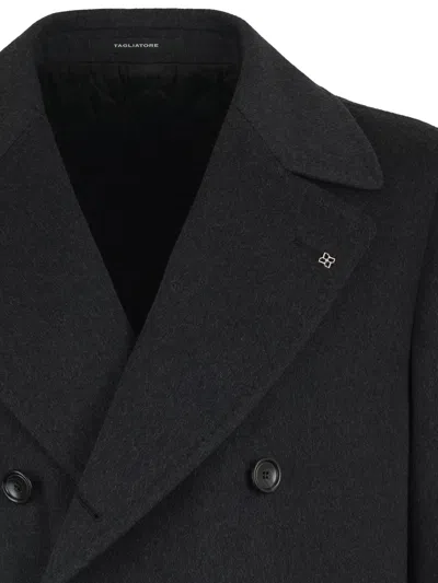 Tagliatore Men Black Double Breasted Buttoned Coat, Xxl Luxury Trench Coats For Men Darveys In Black