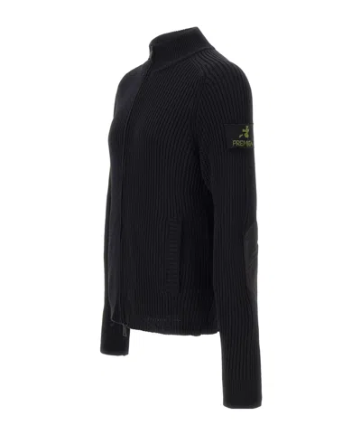 Premiata Ribbed-knit Zip-up Cardigan In Black