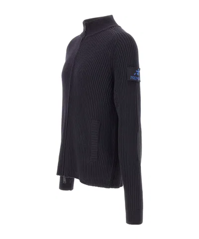 Premiata Ribbed-knit Zip-up Cardigan In Blue