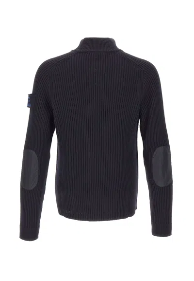 Premiata Ribbed-knit Zip-up Cardigan In Blue