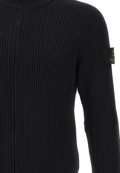 Premiata Ribbed-knit Zip-up Cardigan In Black