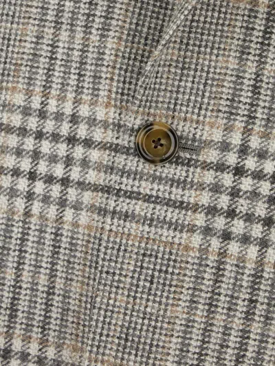 Lardini Plaid Patterned Grey Jacket With Notch Lapels In Gray