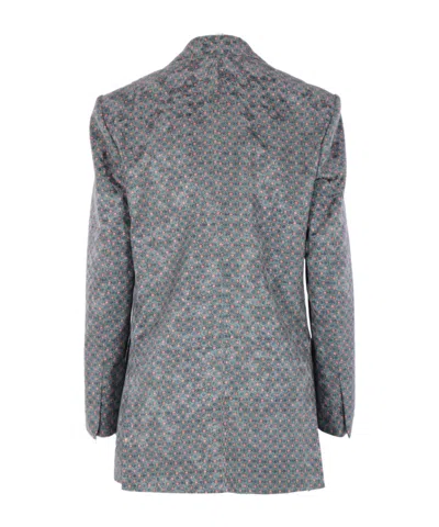 Dries Van Noten Patterned Single-breasted Jacket In Gray