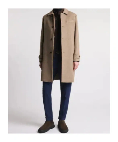 Fay Wool Coat With Hook And Multiple Pockets In Brown