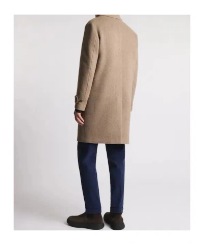 Fay Wool Coat With Hook And Multiple Pockets In Brown