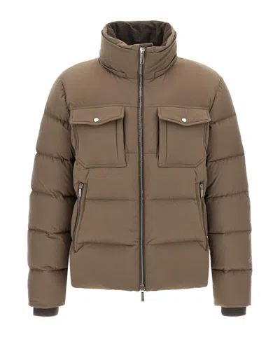 Moorer Cappuccino Nylon Blend Alarick Down Jacket In Brown