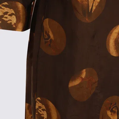 Uma Wang Abstract Pattern Dress Belted Waist In Brown