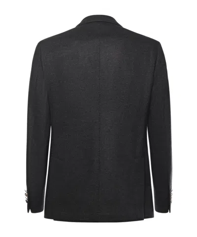 Eleventy Double-breasted Wool Jacket In Black