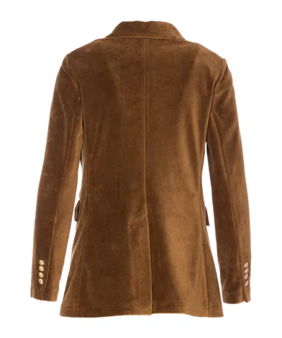 Circolo 1901 Suede Velvet Double-breasted Jacket In Brown