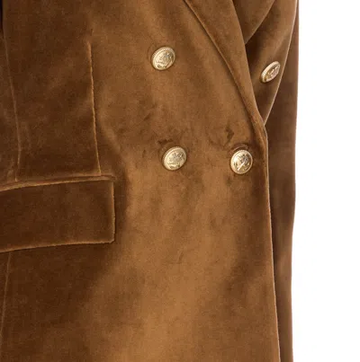 Circolo 1901 Suede Velvet Double-breasted Jacket In Brown